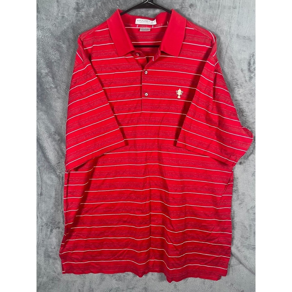 Martin Honors Golf Course Tennessee‎ Men's Polo Shirt Red Striped Size XL